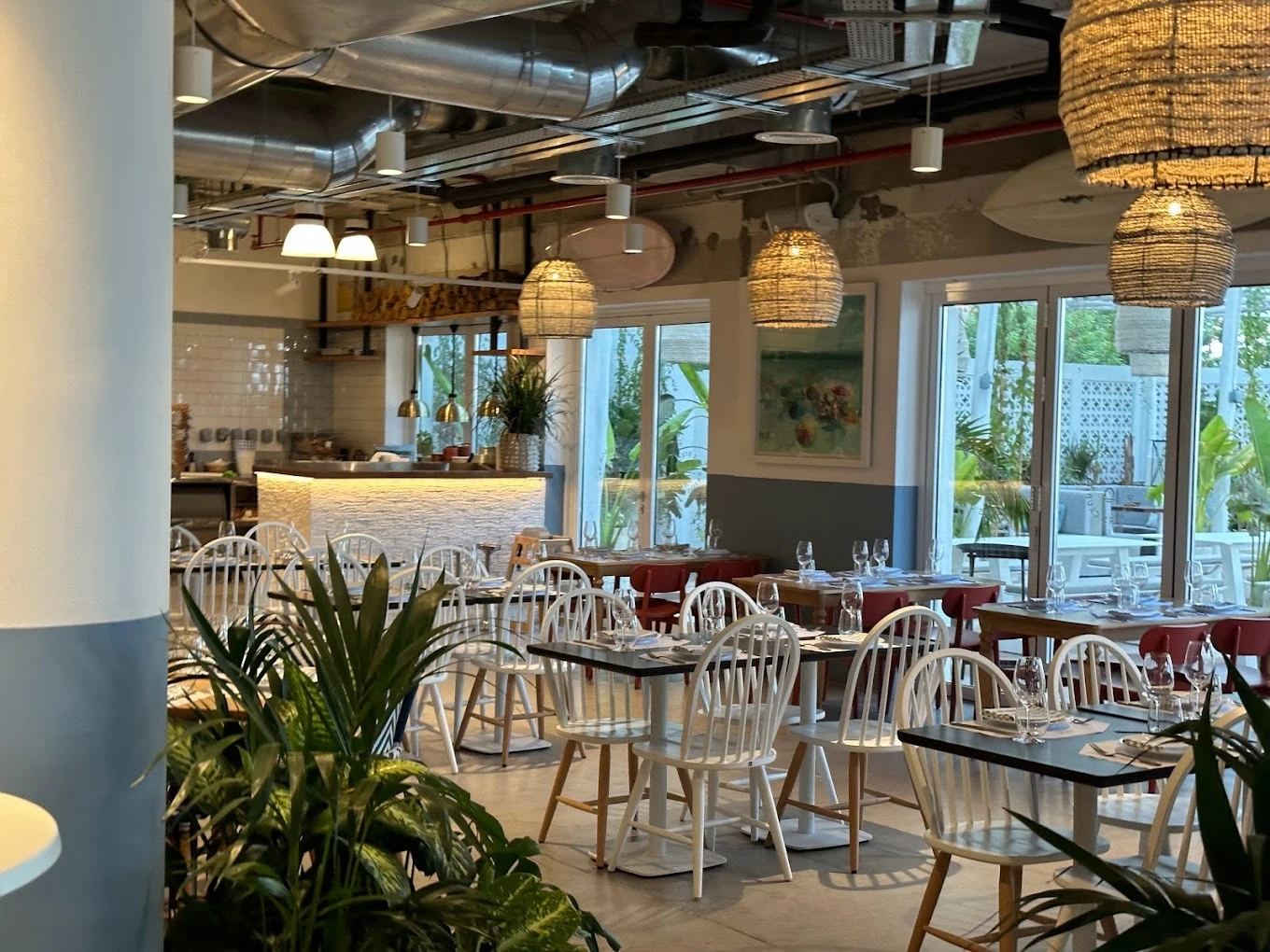 Interior of The Byron Bathers Beach Club & Bar Dubai, stylish seating.