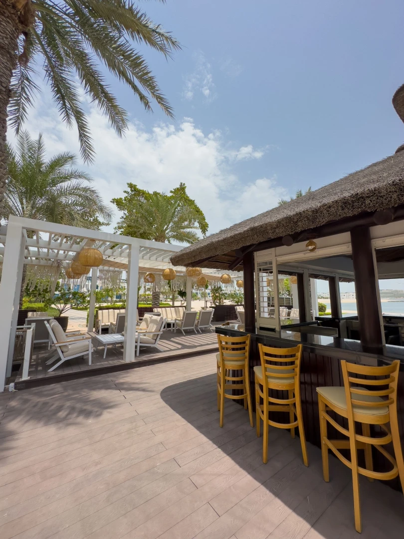 Outdoor seating at Cabana On The Beach, Palm Dubai.