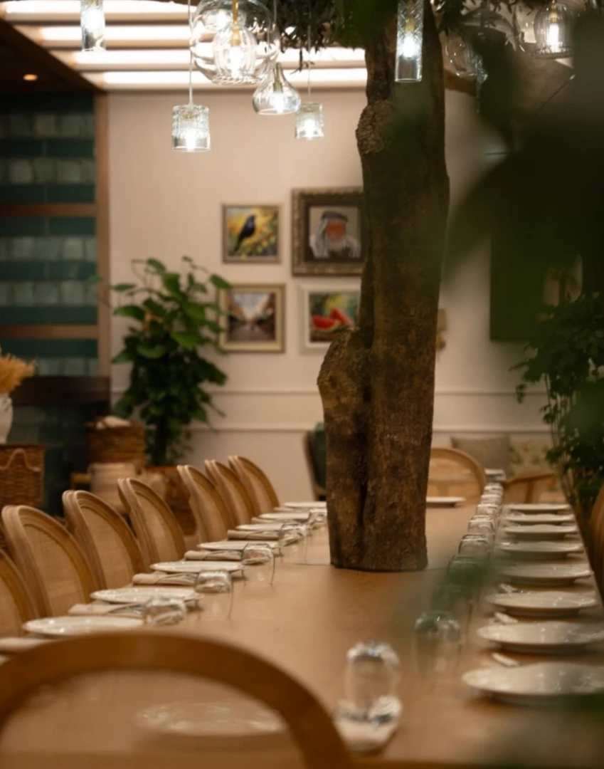 Elegant dining setup at Sufret Maryam Restaurant, Dubai Al Wasl.