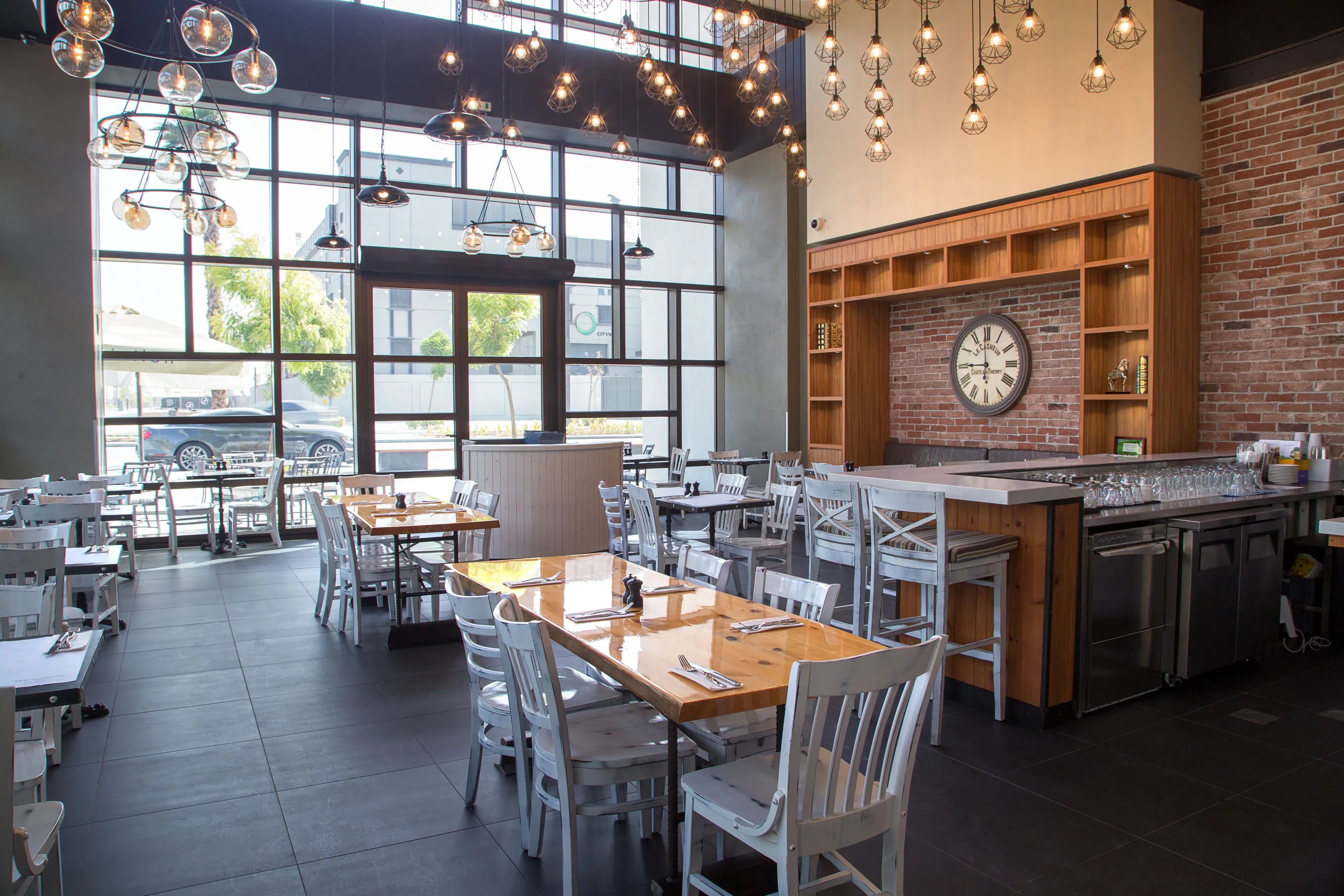 Eggspectation Restaurant Cafe interior with modern decor, Dubai Marina.