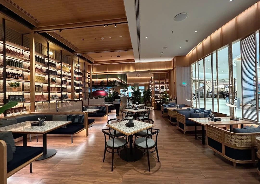 Elegant dining area at Social House Restaurant, Dubai.