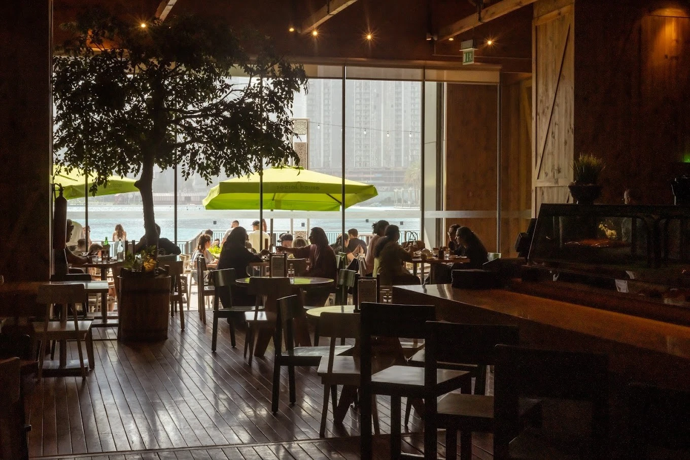 Social House Restaurant Dubai with indoor and outdoor seating.