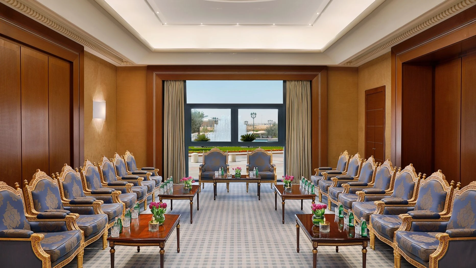 Elegant meeting room at The Ritz Carlton Riyadh with luxurious seating.