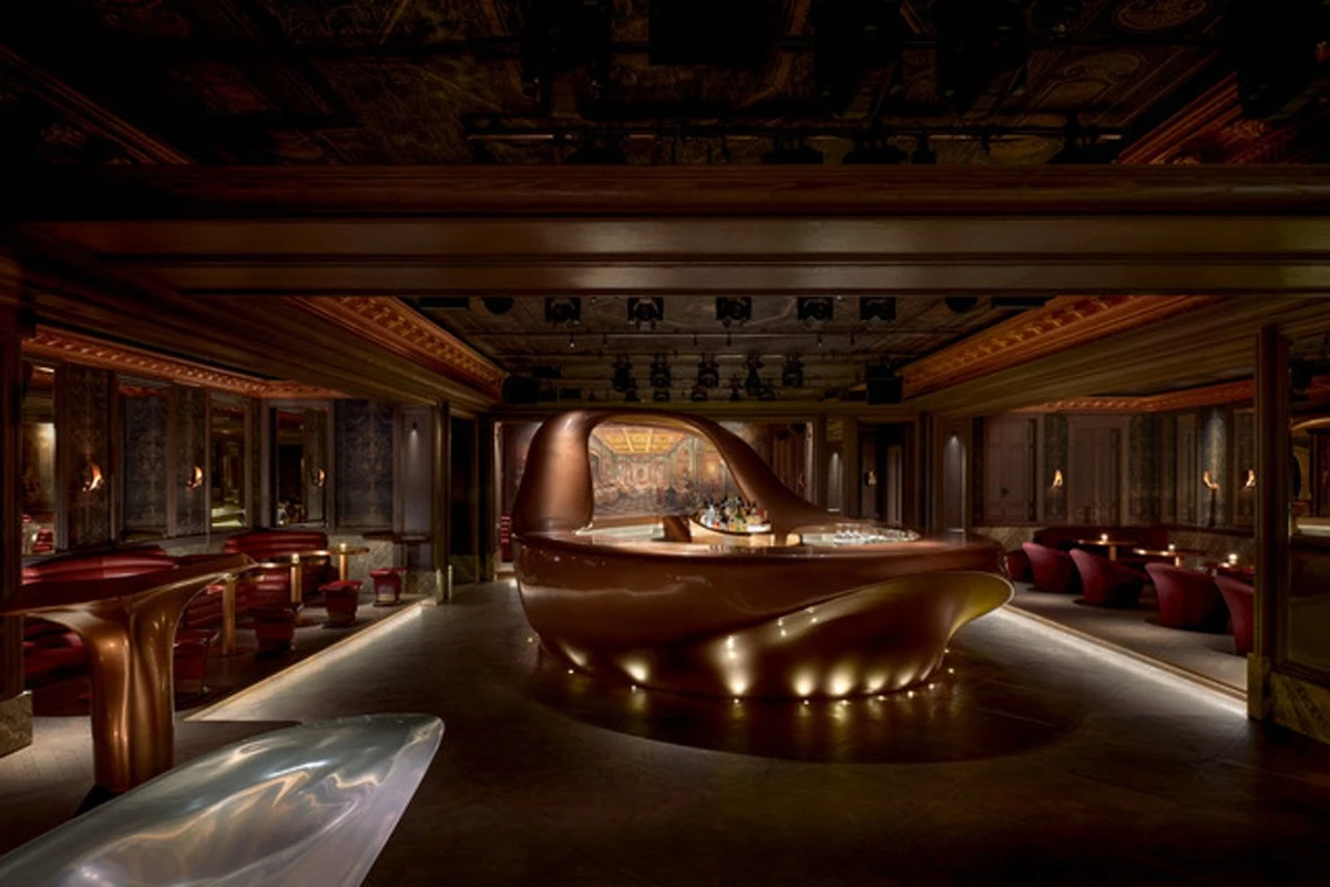 Luxurious bar interior at Secret Room Downtown Dubai, dimly lit ambiance.