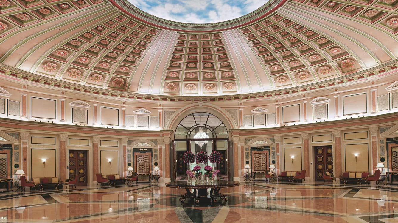 Elegant foyer with domed ceiling, The Ritz Carlton Riyadh.