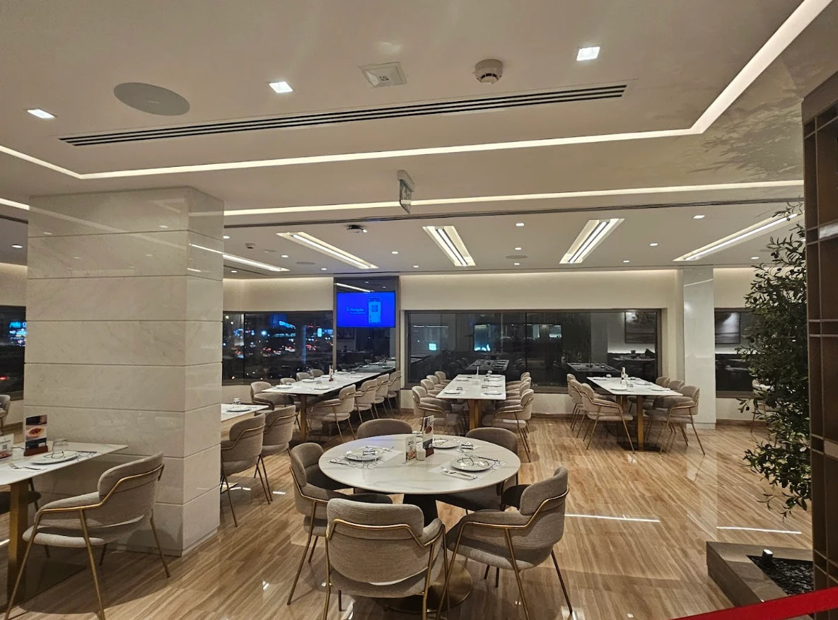 Elegant dining area at Al Safadi Restaurant DIFC, Dubai.