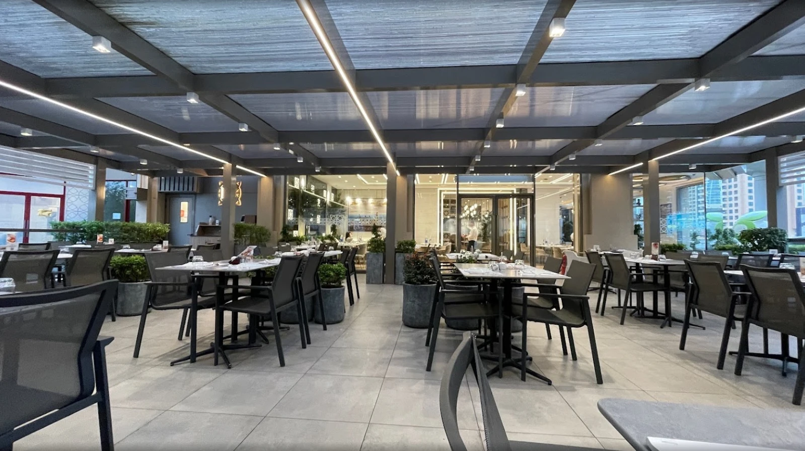 Al Safadi Restaurant DIFC, Dubai, outdoor seating with modern decor.