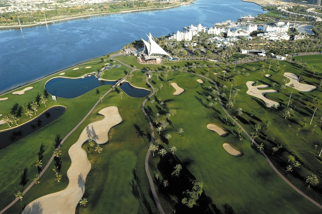 Aerial view of Dubai Creek Golf & Yacht Club, Dubai.