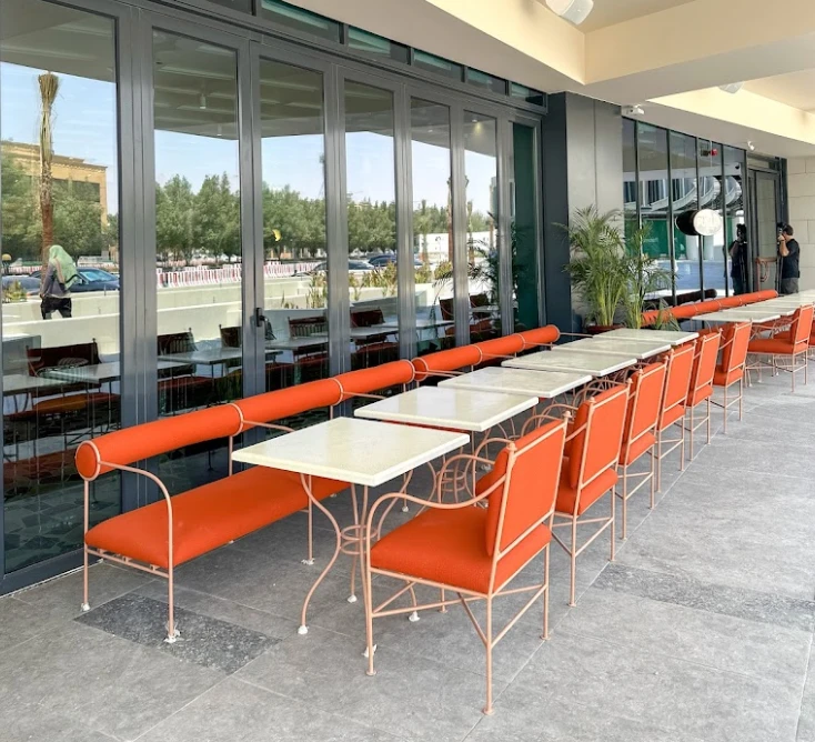 Outdoor seating at PUBLIC Restaurant Riyadh As Sulimaniyah, Riyadh.