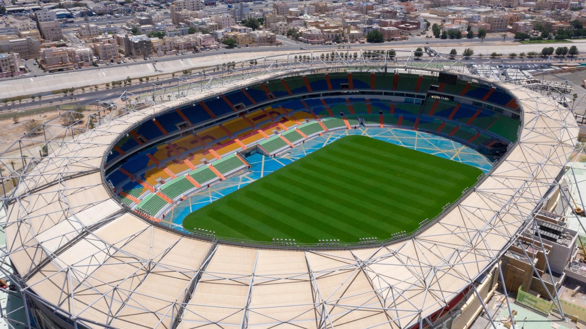 Aerial view of Prince Abdullah Al Faisal Stadium, Jeddah.
