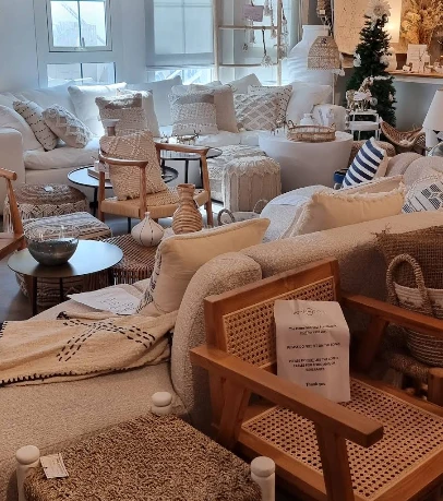 Inviting lounge area with cushions at Fiks Coffee Umm Suqeim, Dubai.
