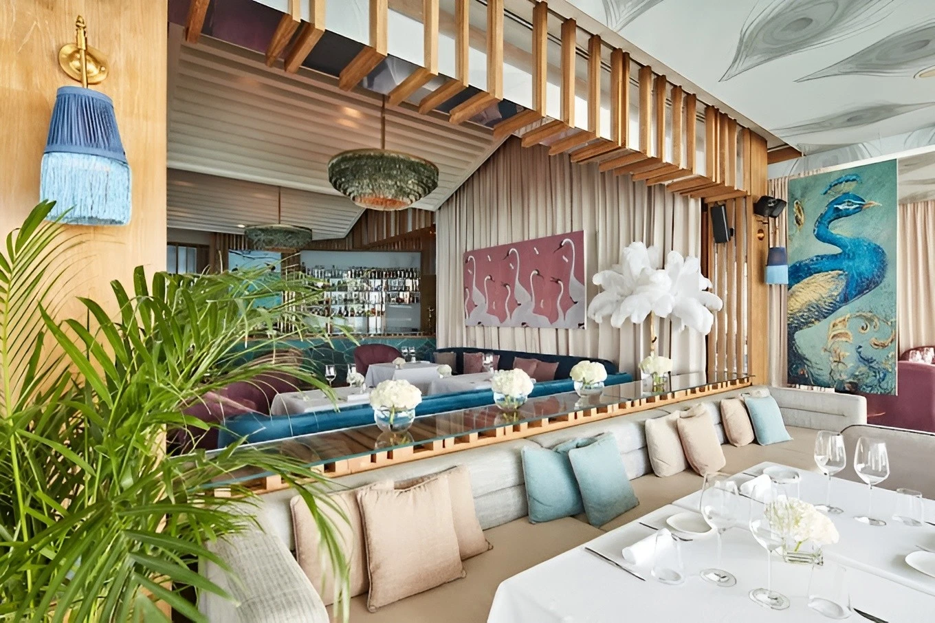 Elegant interior of Pierchic Restaurant Dubai with stylish decor.