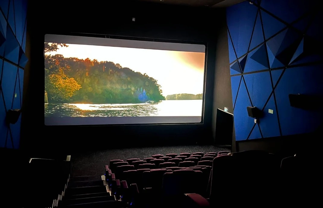 Novo Cinemas The Pearl Doha auditorium with scenic movie screen.