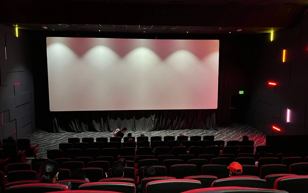 Novo Cinemas 01 Mall Doha, empty theater with large screen.