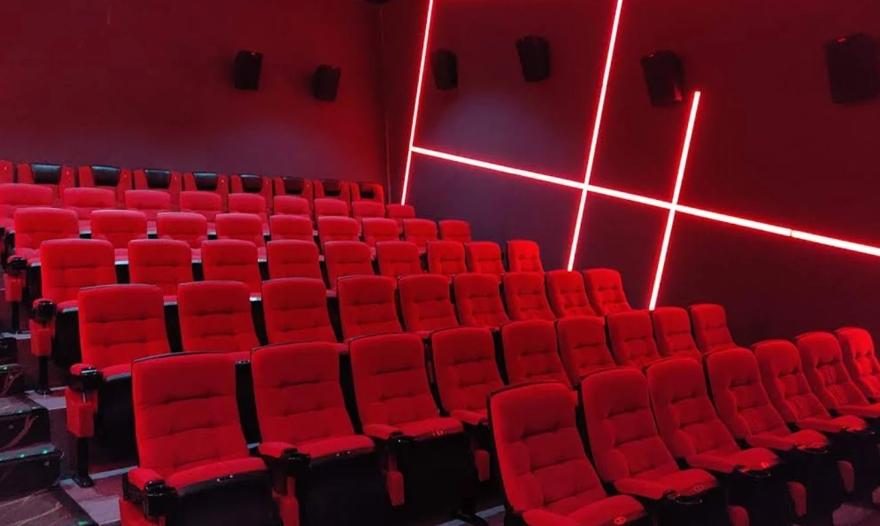 Novo Cinemas 01 Mall Doha, red seats, modern lighting, empty theater
