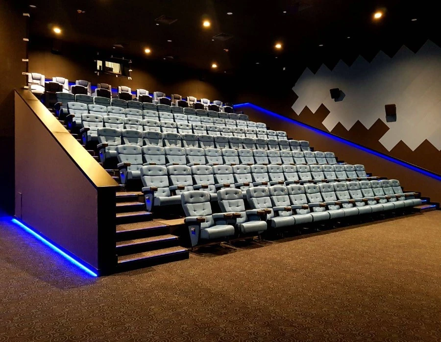 Novo Cinemas auditorium with blue seats, Doha.