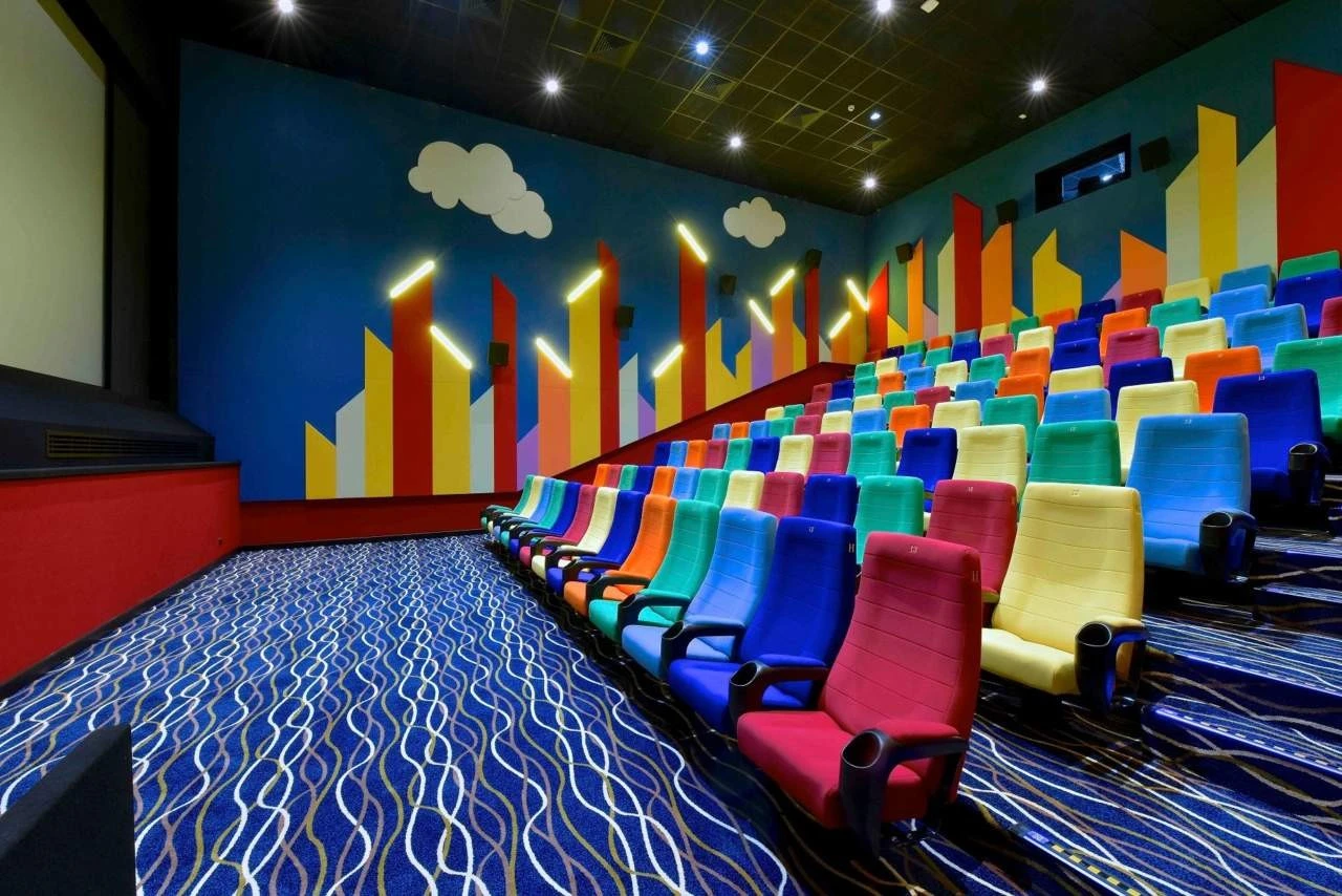 Colorful seating in Oasis Mall Cinema Juffair, Manama.