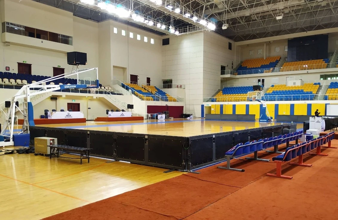 Indoor basketball court at Thani Bin Jassim Stadium, Al Rayyan.
