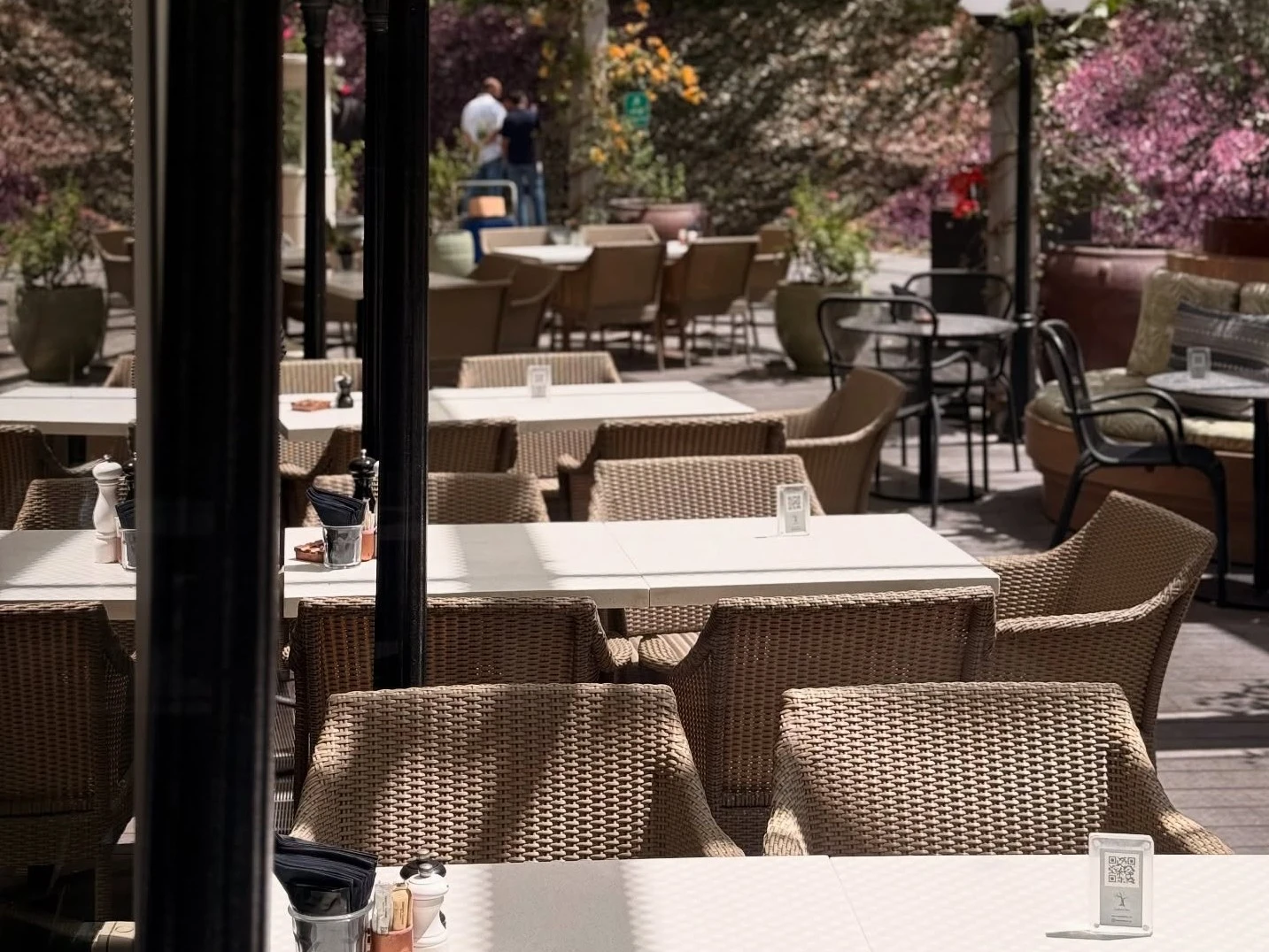 Outdoor seating at Twisted Olive & Naama’s Garden, Doha.