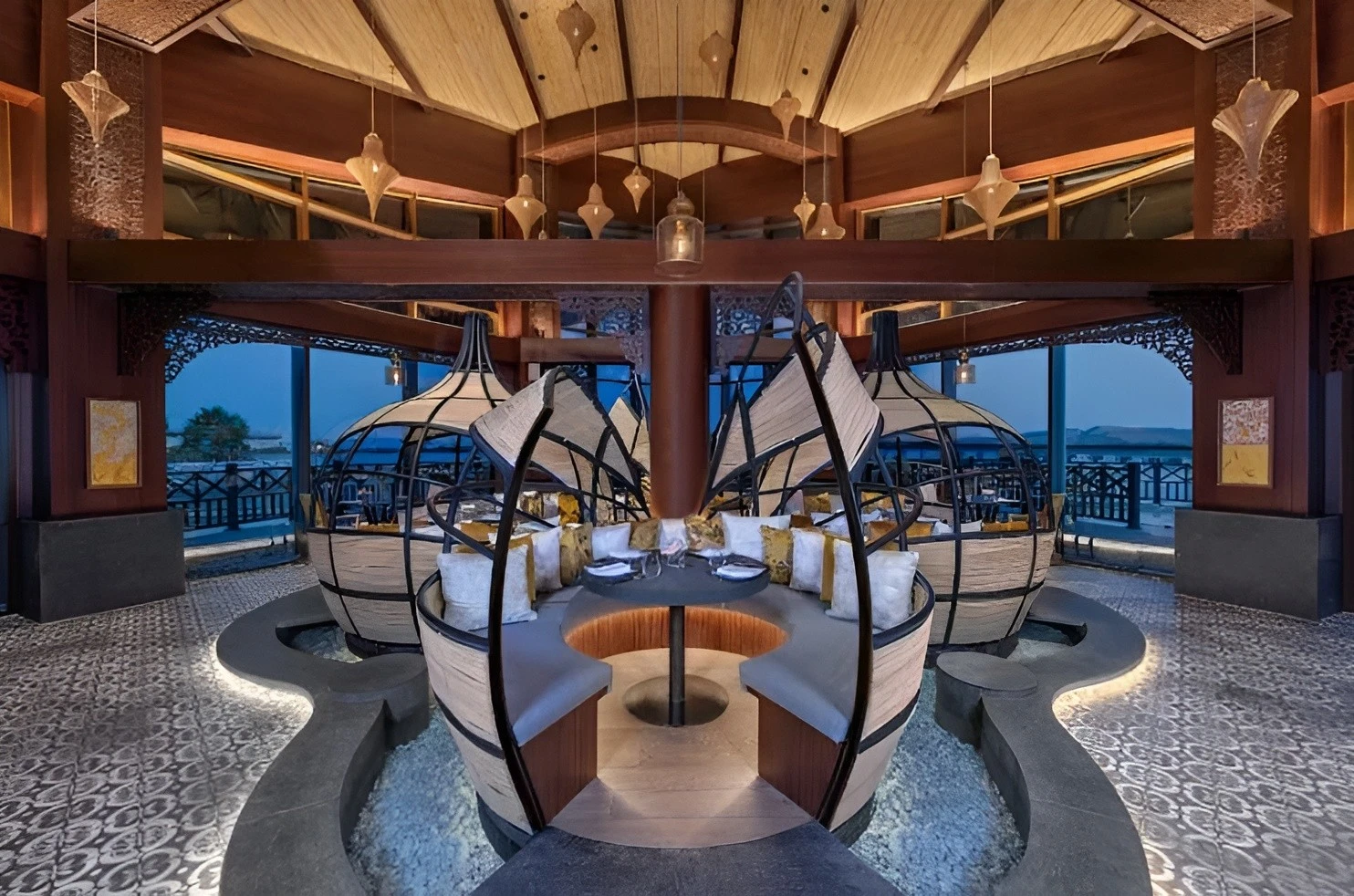 Elegant seating area at Mekong Restaurant, Ras Al-Khaimah.