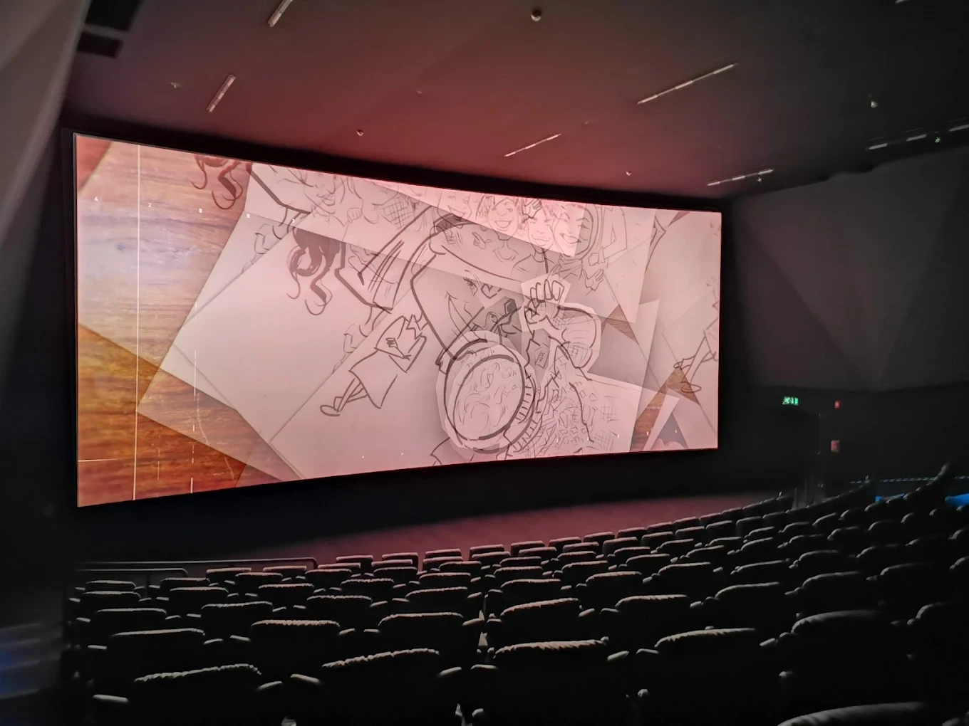 Reel Cinemas screen at Dubai Marina Mall, empty seating.