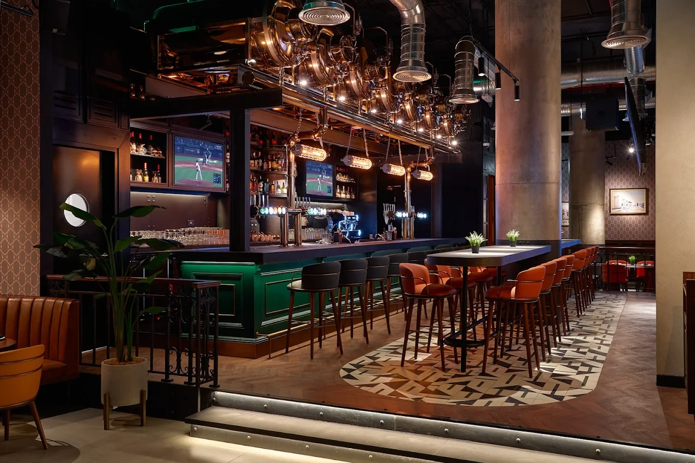 Stylish bar interior at The Tap House Dubai Hills.