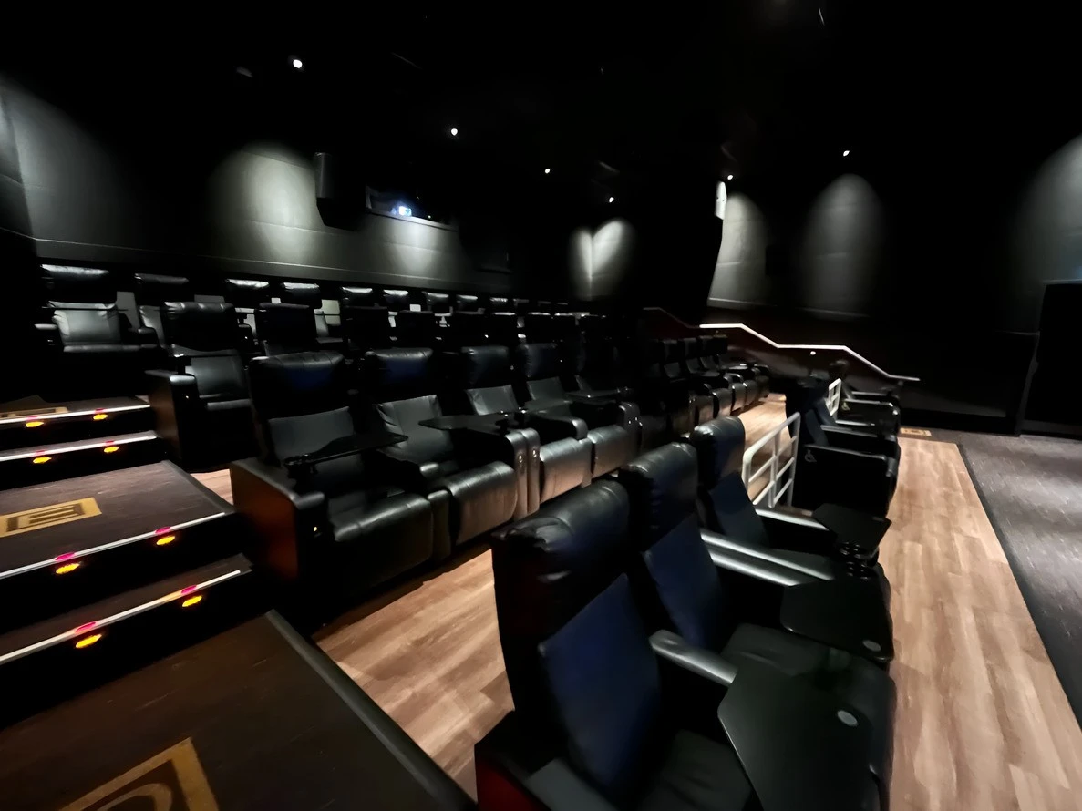Empty theater seats at AMC Cinemas Panorama 10, Riyadh.