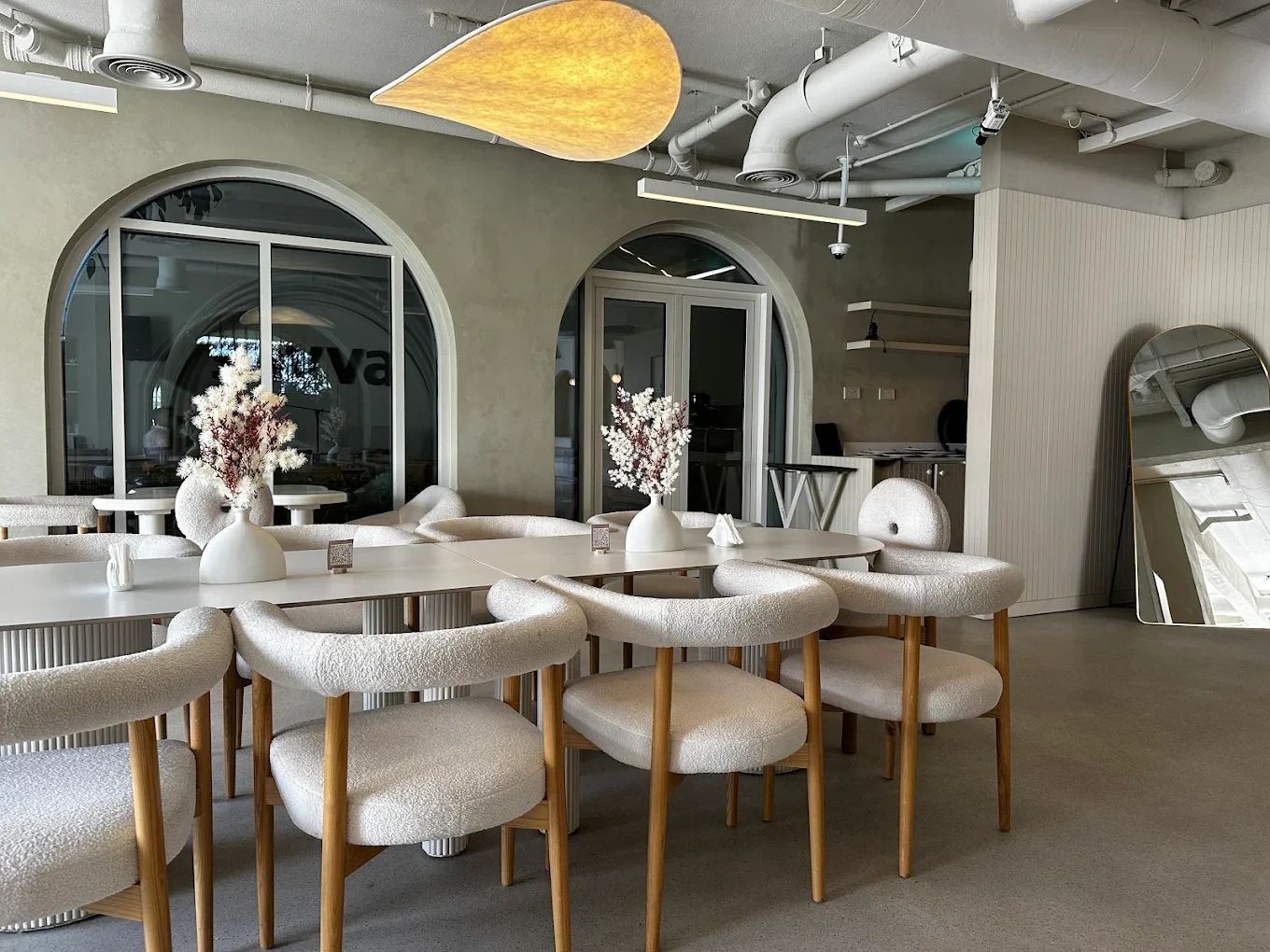 Savva All Day Lounge interior with modern decor, Dubai.