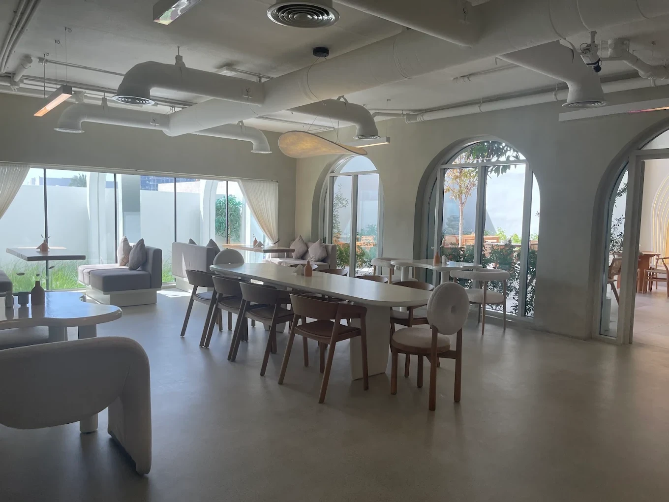 Savva All Day Lounge interior with modern seating, Dubai.