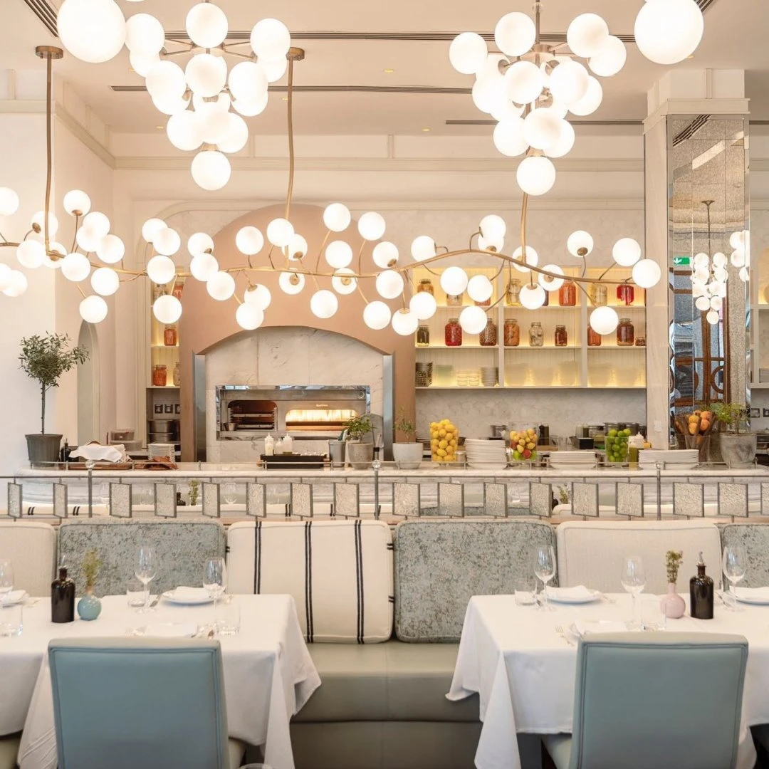 Elegant Gaia Restaurant Doha with modern lighting and stylish decor.