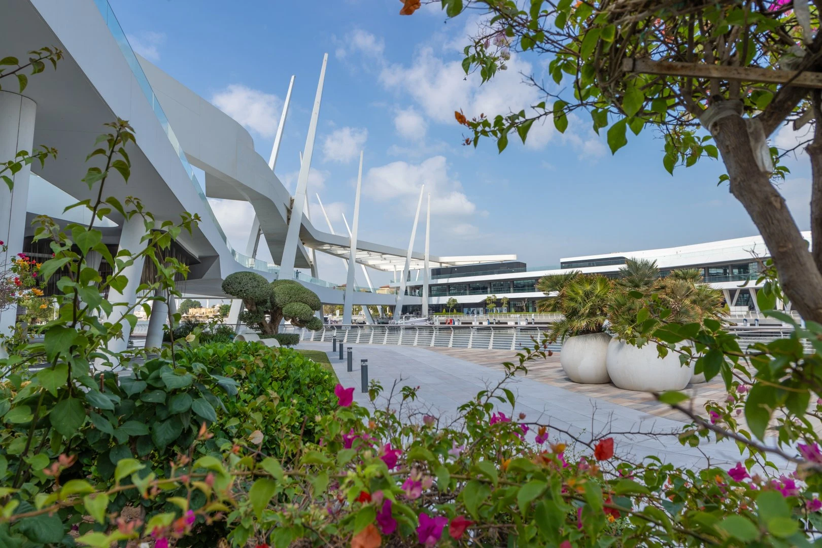 Modern architecture and greenery at Al Qana, Abu Dhabi.