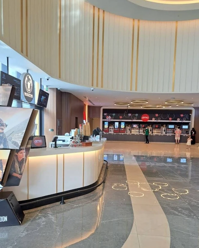AMC Cinemas Ajdan Walk Al Khobar lobby with concession stand.