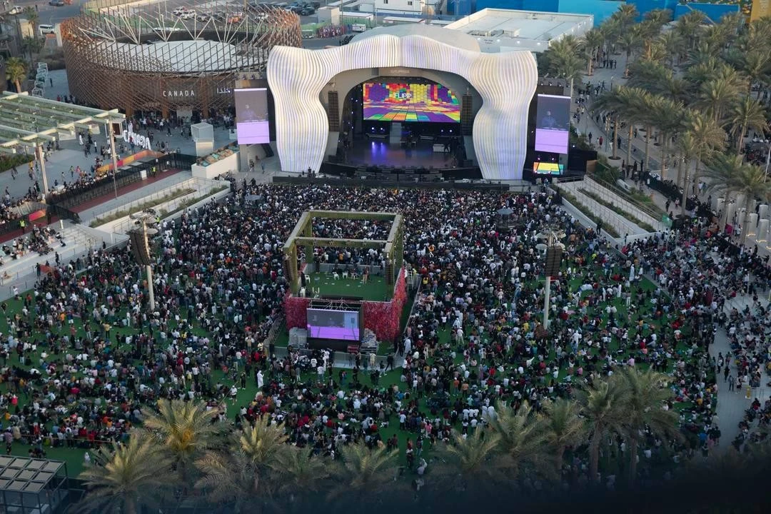 Crowd gathered at Jubilee Park, Expo City Dubai event.