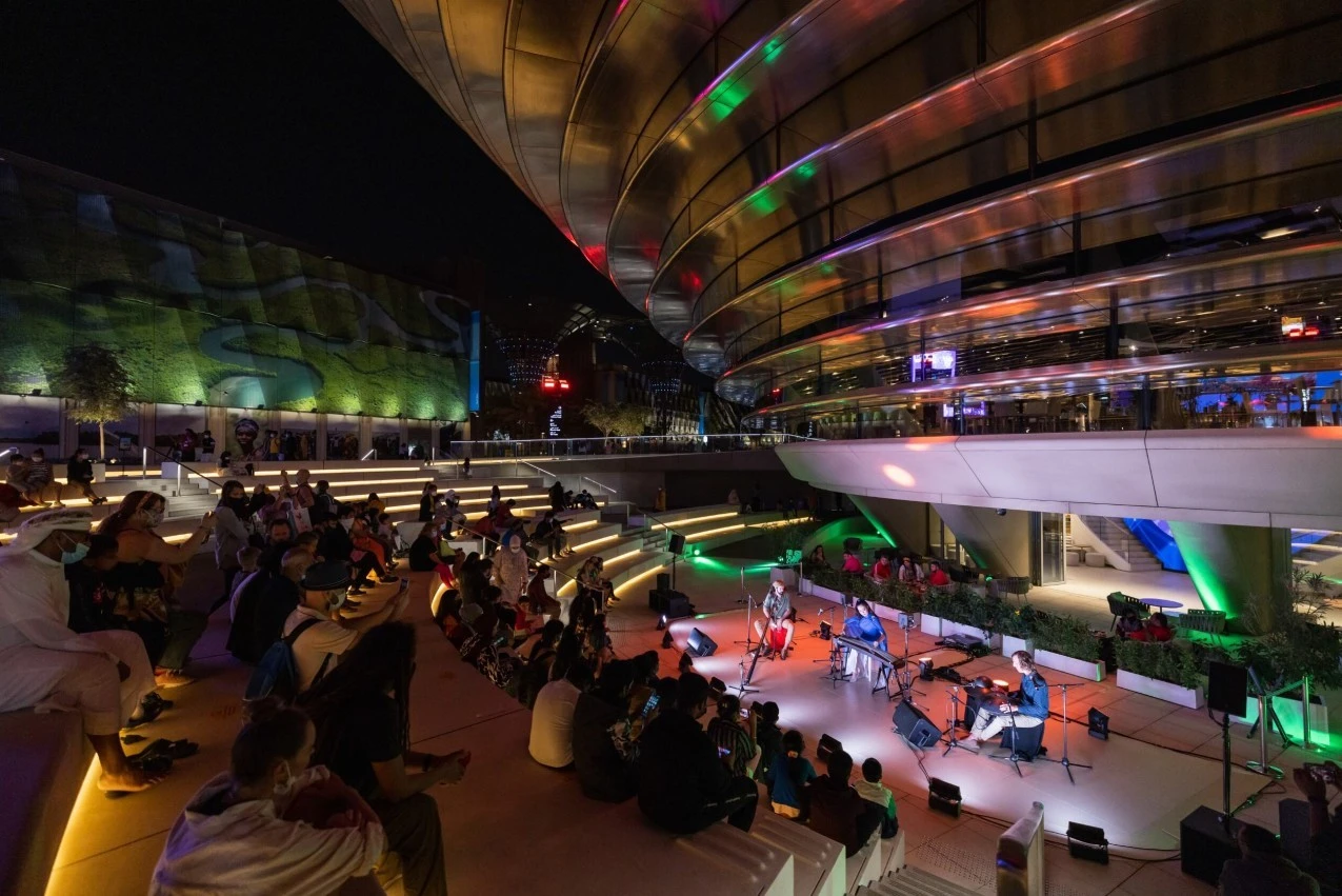 Night event at Alif The Bowl, Expo City Dubai amphitheater.