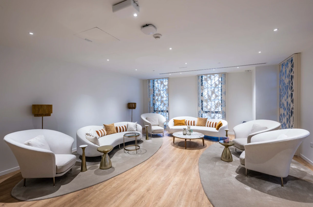 Modern lounge area at Expo City Dubai with stylish seating.