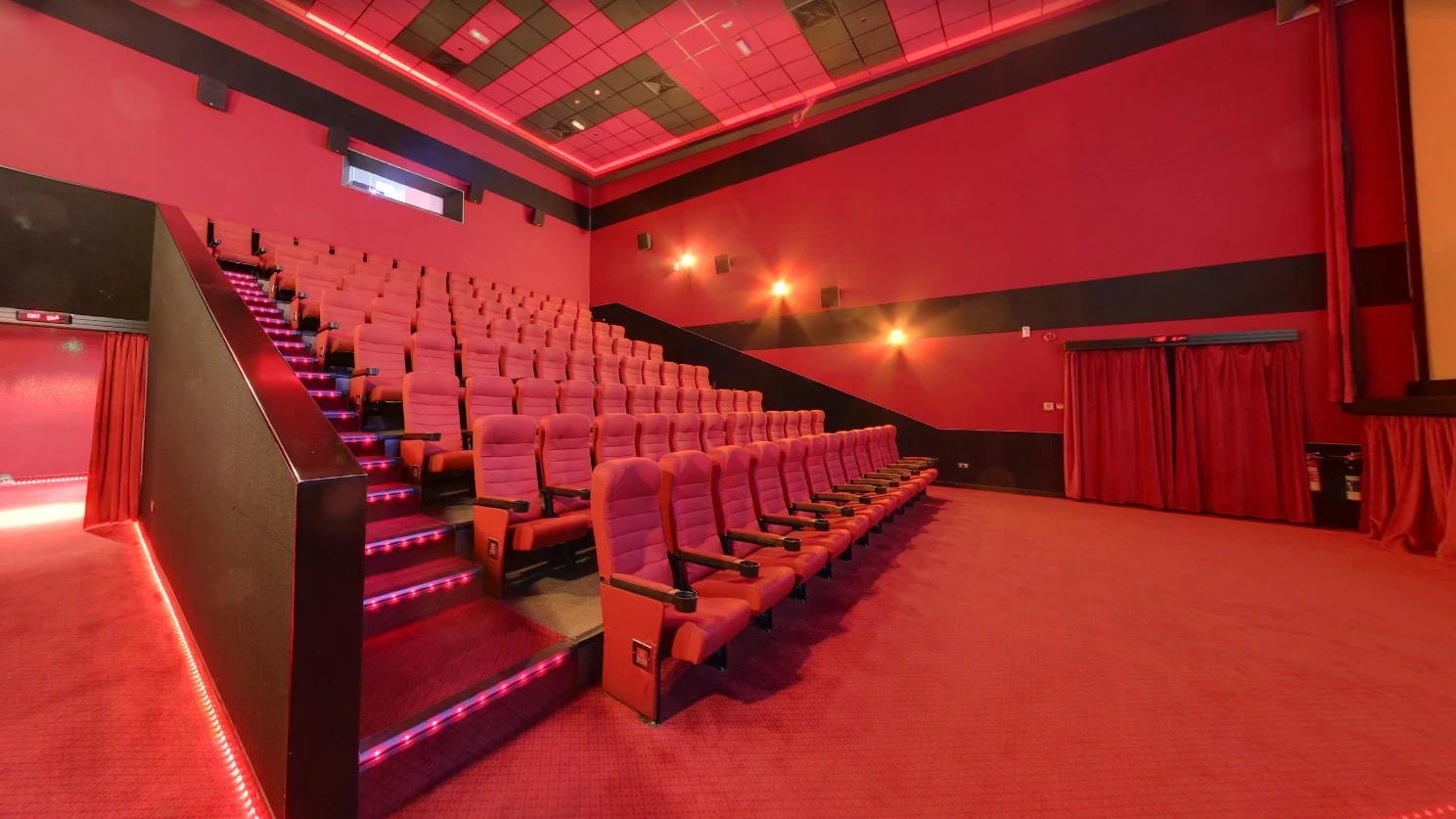 Empty theater with red seats, Star Cinema Al Foah Mall, Abu Dhabi.