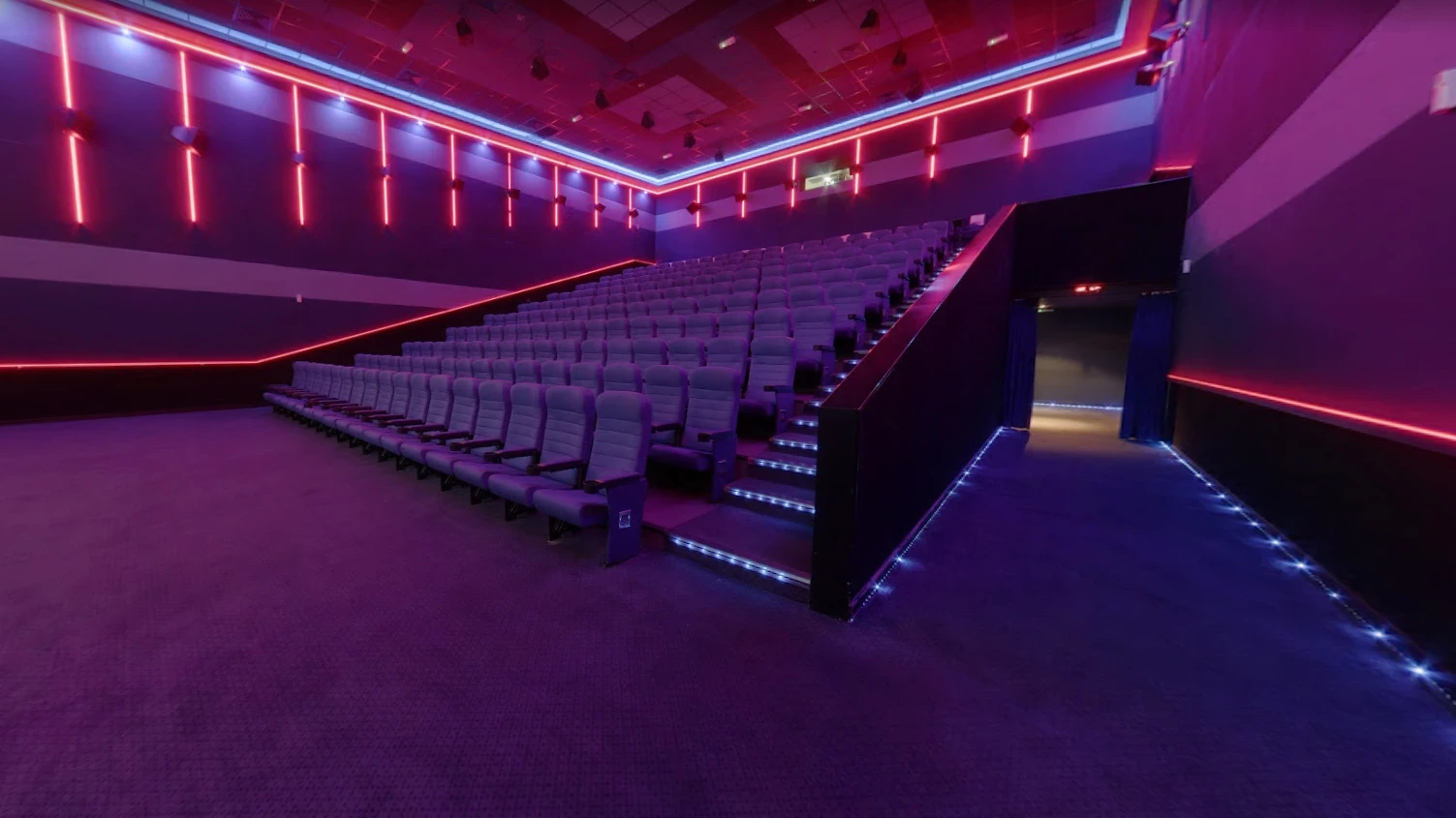 Star Cinema auditorium with purple lighting, Al Foah Mall, Abu Dhabi.