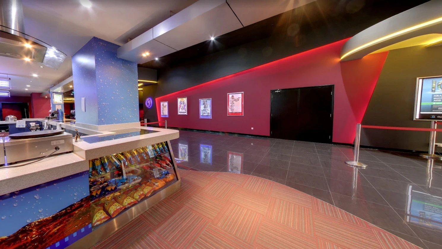 Star Cinema Al Foah Mall lobby with snack counter, Abu Dhabi.