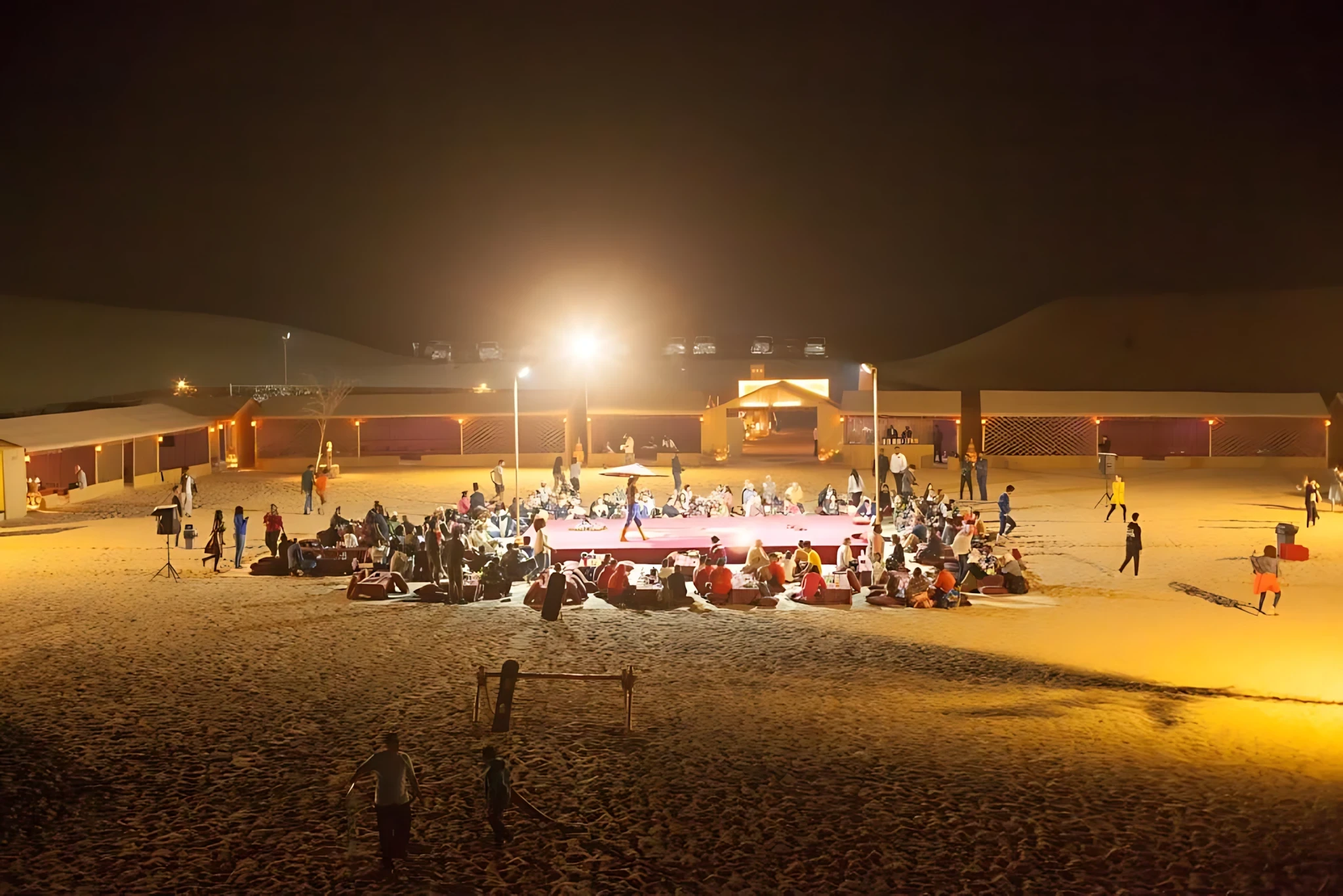 Nighttime gathering at Al Khatim Desert Safari, Abu Dhabi.