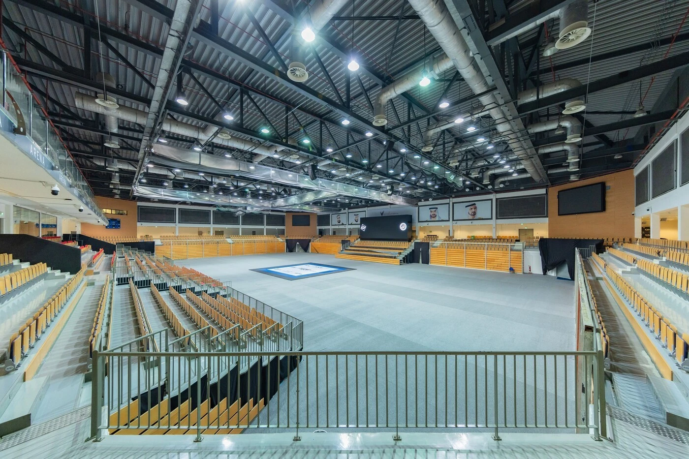 Mubadala Arena interior with empty seating, Abu Dhabi.