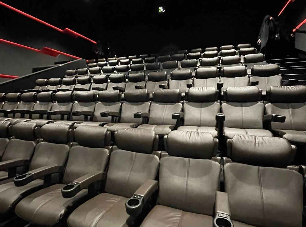 Empty leather seats in Empire Cinema Al Ahsa, Al Hofuf.