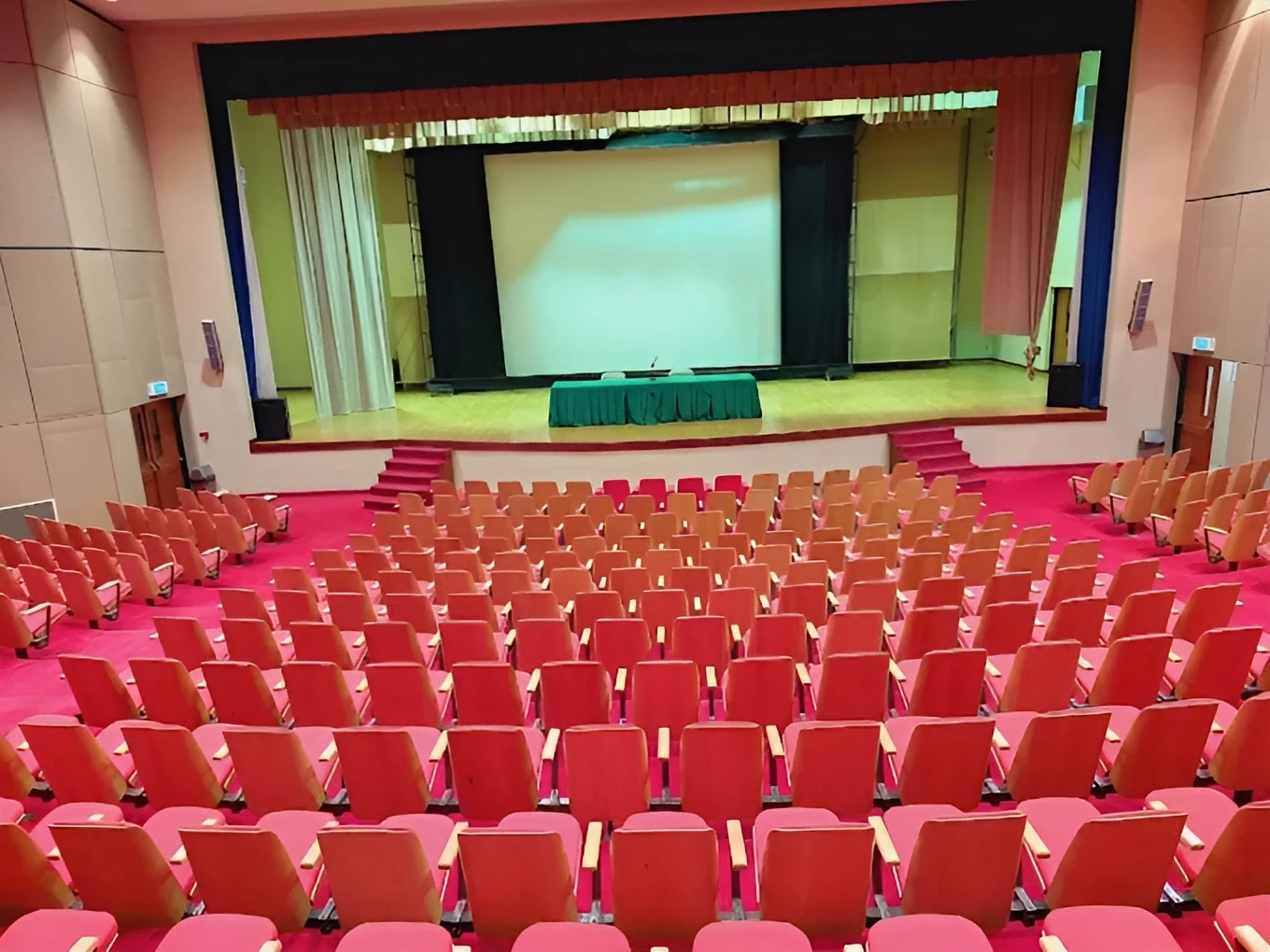 King Khalid Sport City Stadium auditorium with red seats, Tabuk.