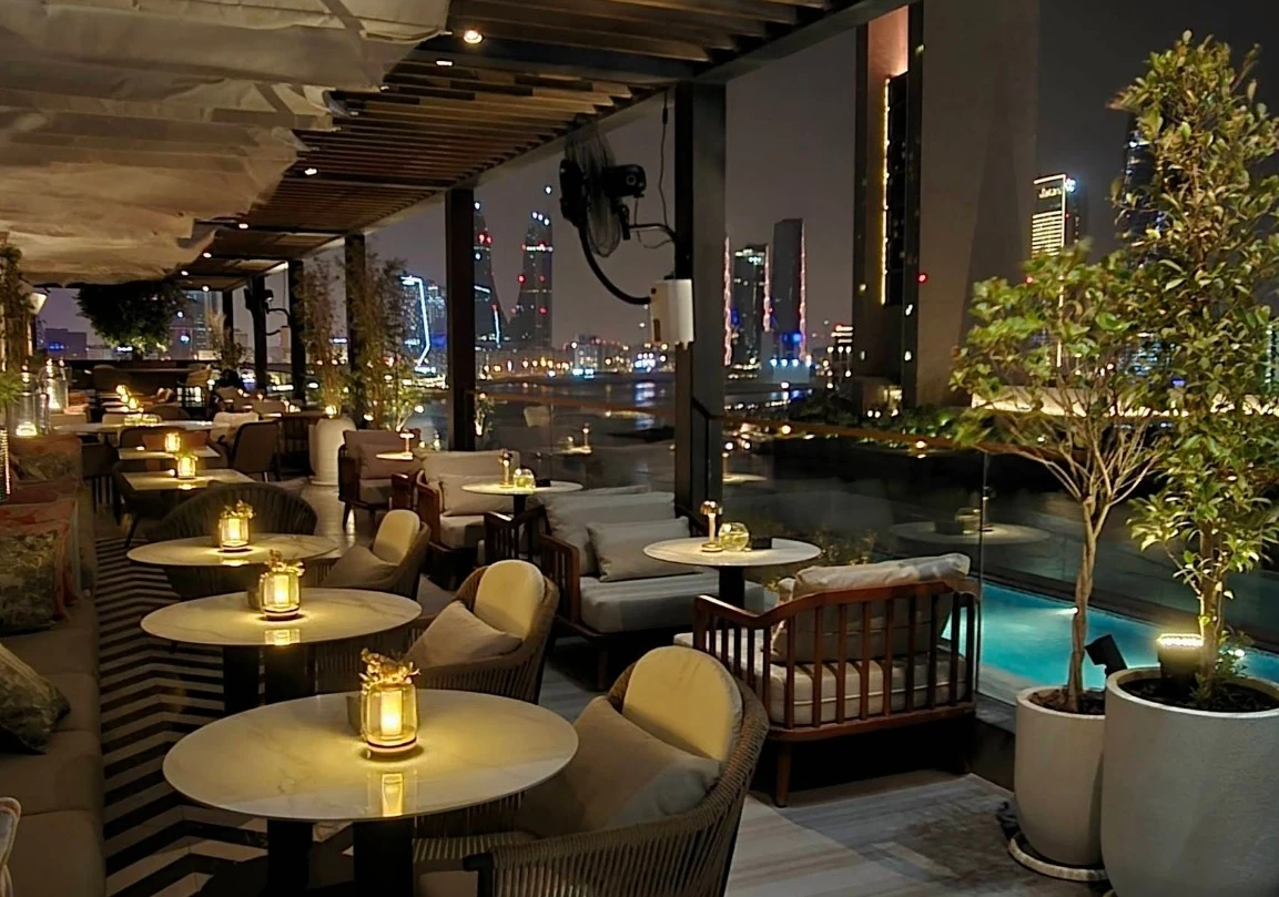 Do Tell Bahrain rooftop lounge with city skyline view, Manama.