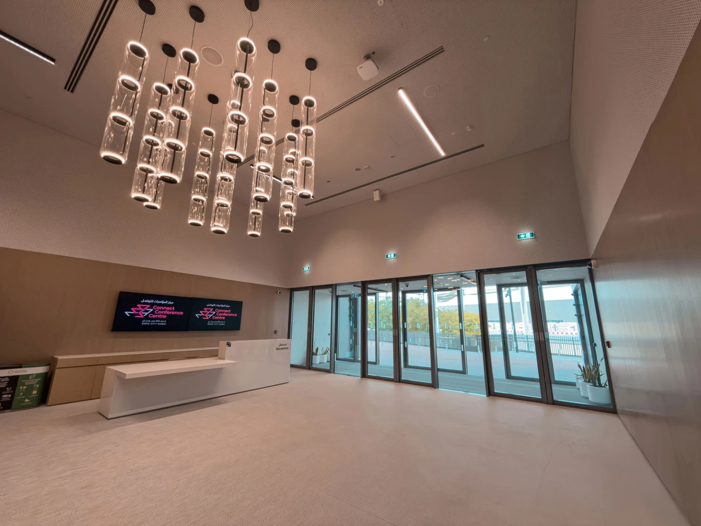 Spacious lobby at Connect Conference Centre Expo City Dubai.