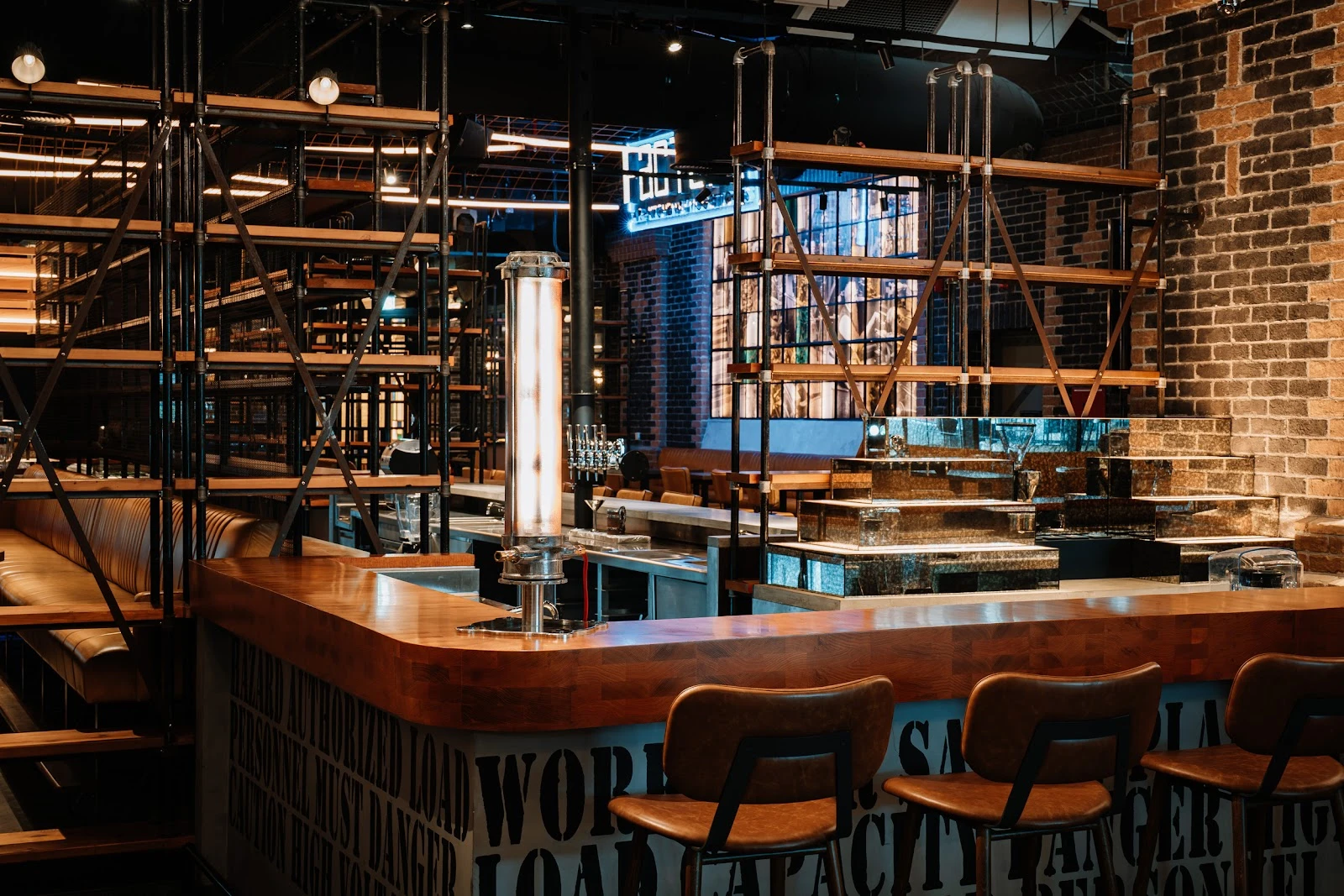 Stylish interior of McGettigan's Factory The Palm, Dubai venue.