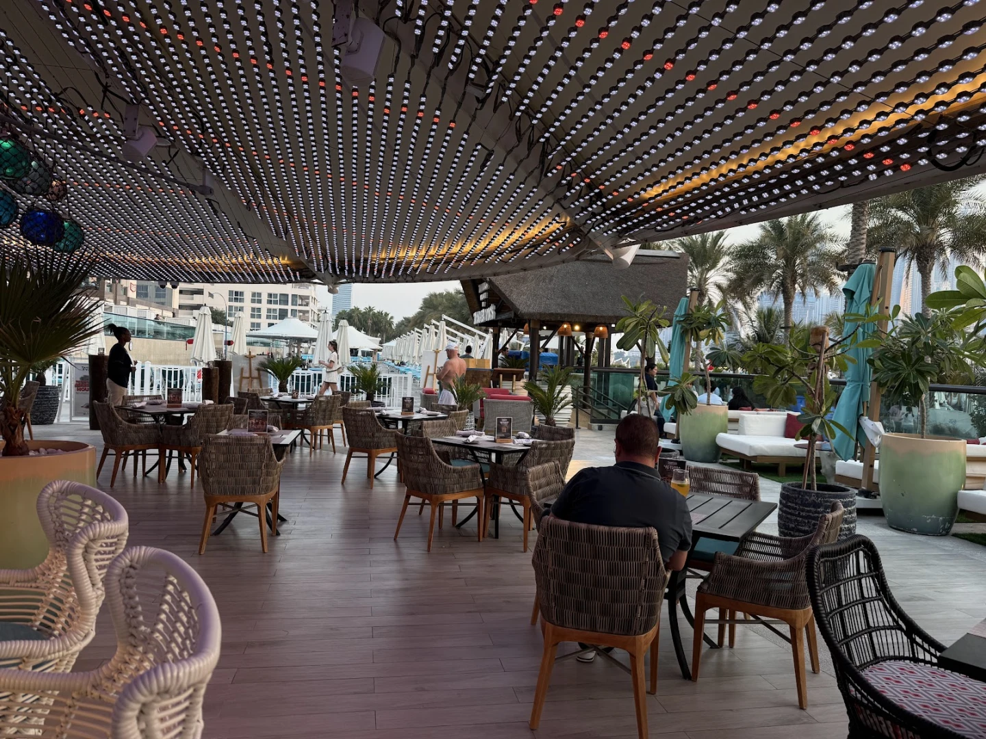 Trader Vic's Palm Jumeirah outdoor seating area, Dubai.