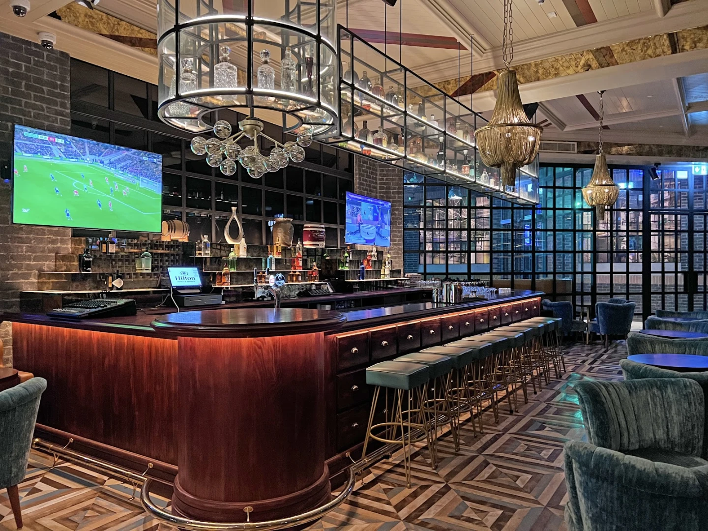 Elegant bar interior at McGettigan's Factory The Palm, Dubai.