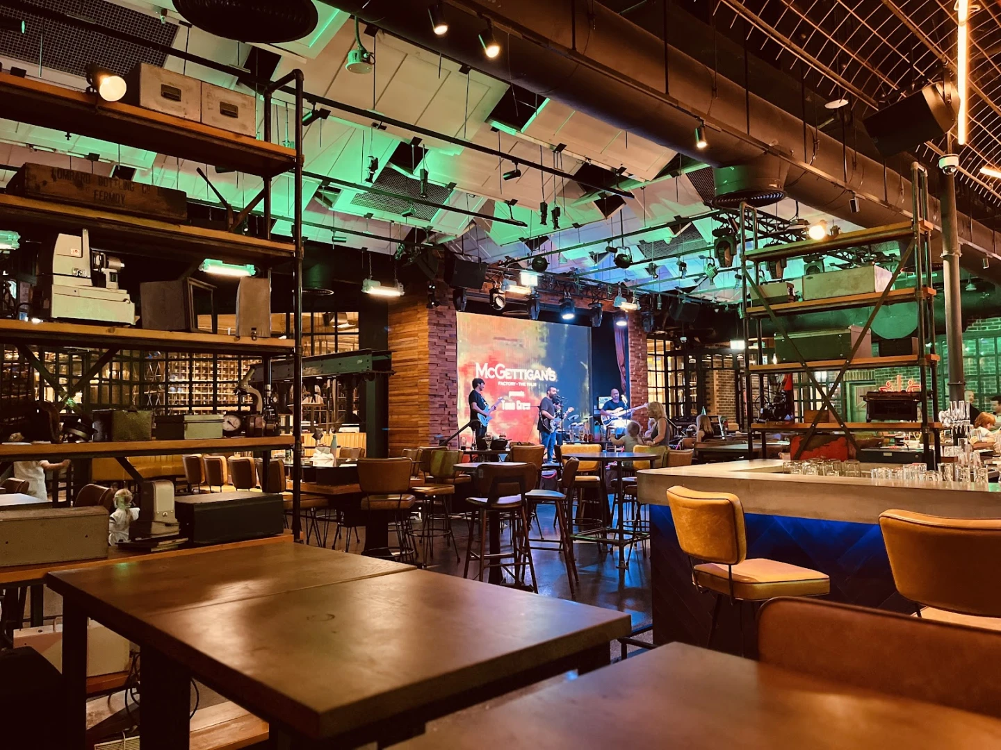 McGettigan's Factory The Palm interior with stage, Dubai venue.