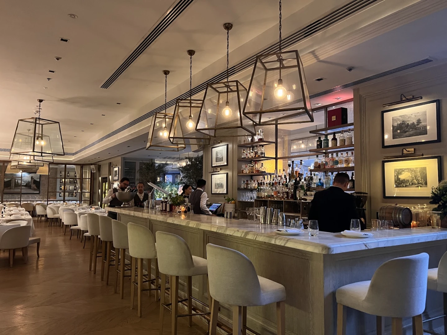 Elegant bar interior at Il Borro Tuscan Bistro Dubai.