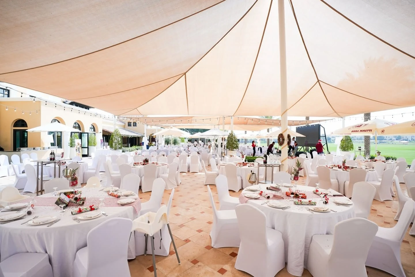 Elegant outdoor event setup at Dubai Polo & Equestrian Club, Dubai, UAE